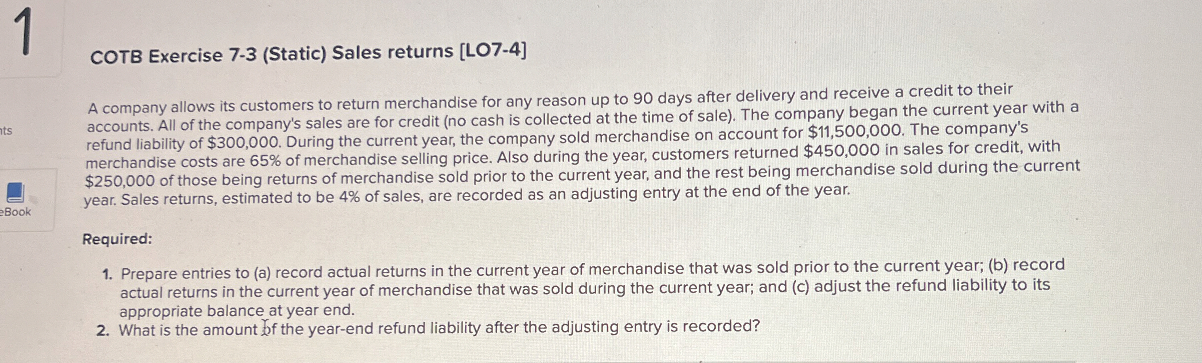 1 COTB Exercise 7 - 3 ( Static ) Sales returns [