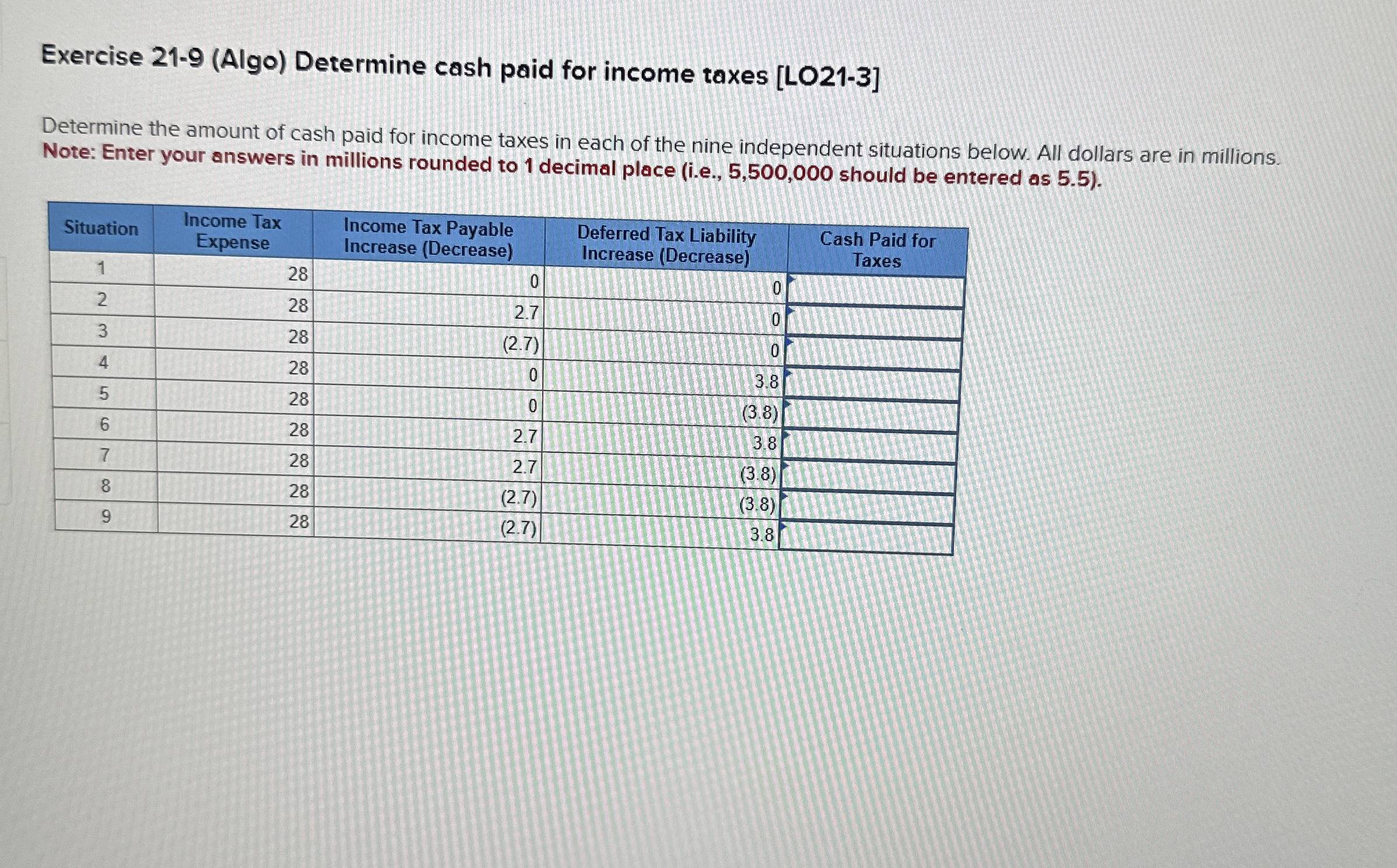 Exercise 2 1 - 9 ( Algo ) Determine cash paid for