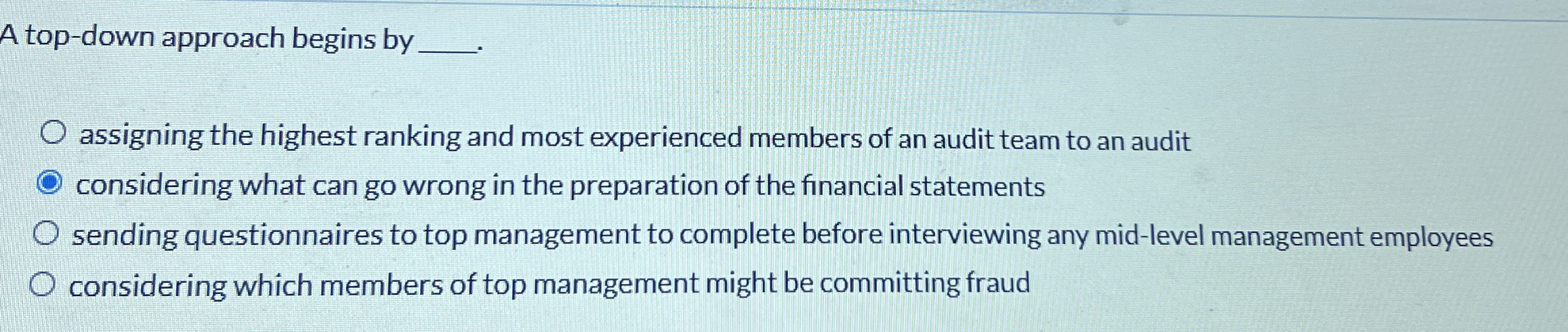 A top - down approach begins by q , assigning the