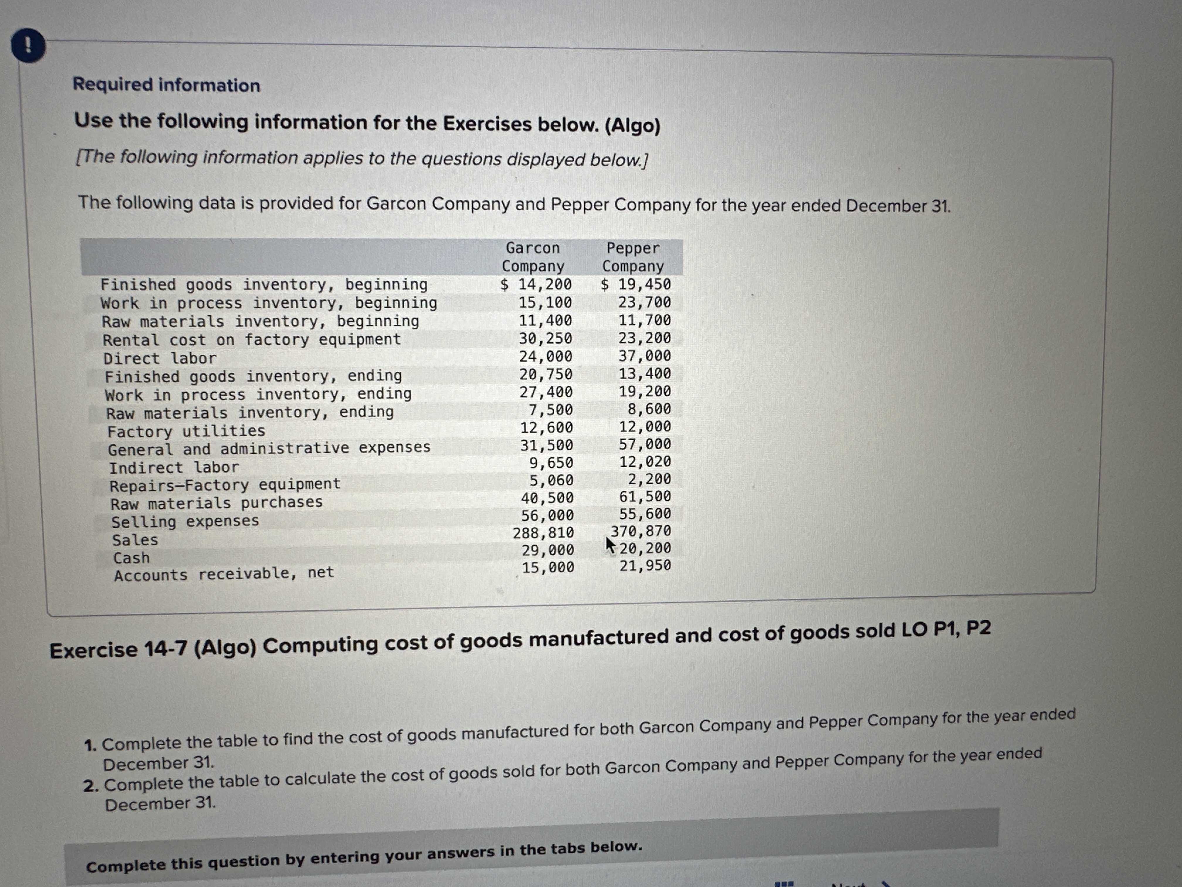 Complete required 1 and 2