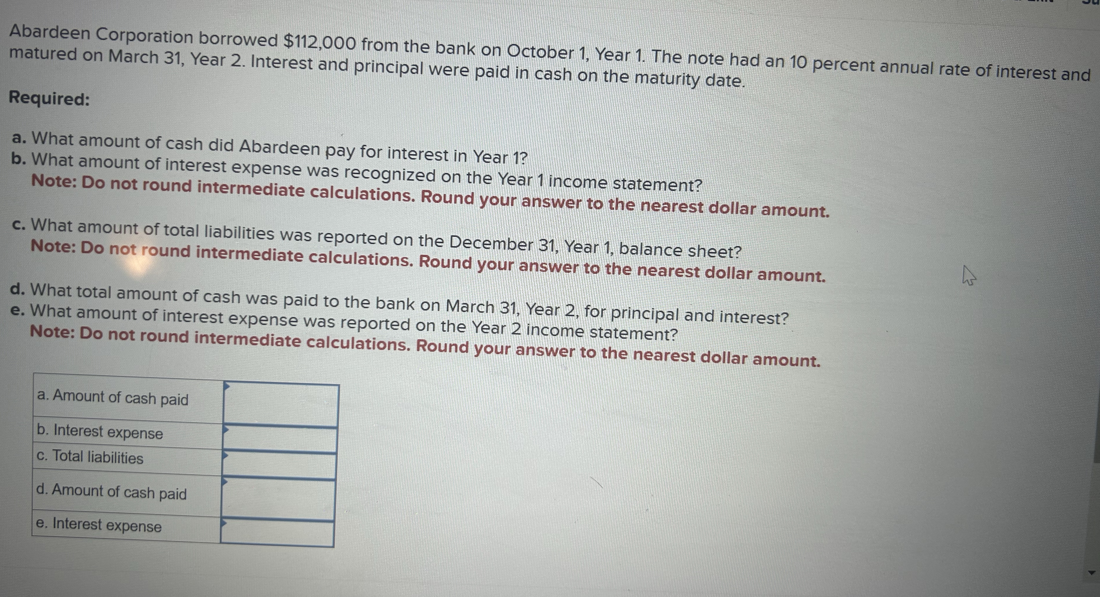 Abardeen Corporation borrowed $ 1 1 2 , 0 0 0