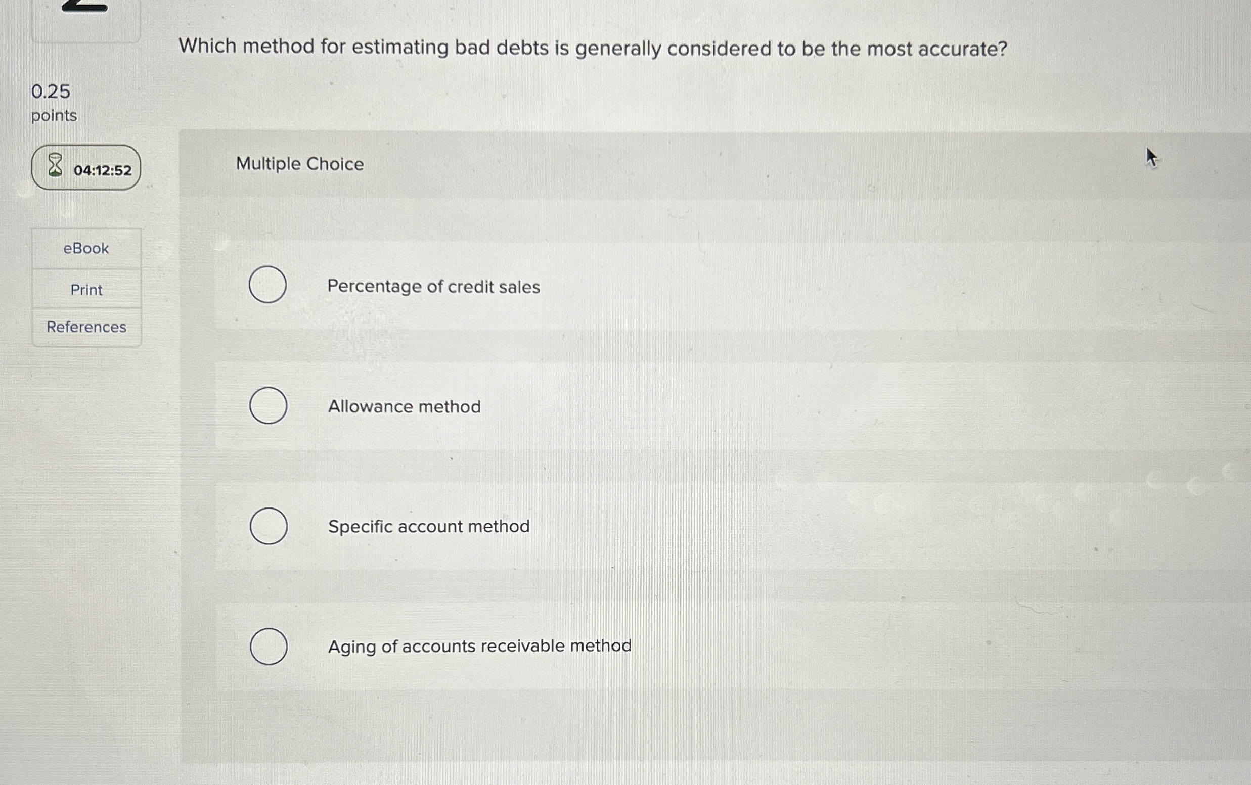Which method for estimating bad debts is