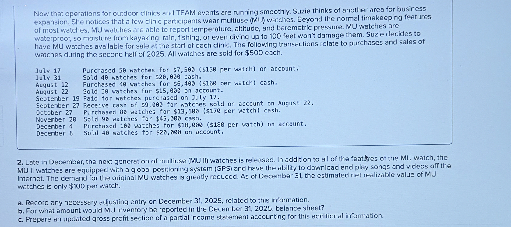 Now that operations for outdoor clinics and TEAM