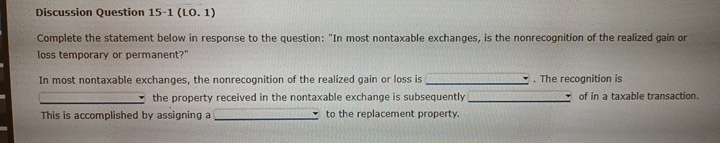 Discussion Question 1 5 - 1 ( LO . 1 ) Complete