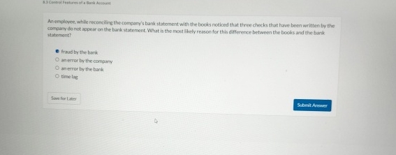 5 . 3 Castred Feahres of a Bank Arciout An