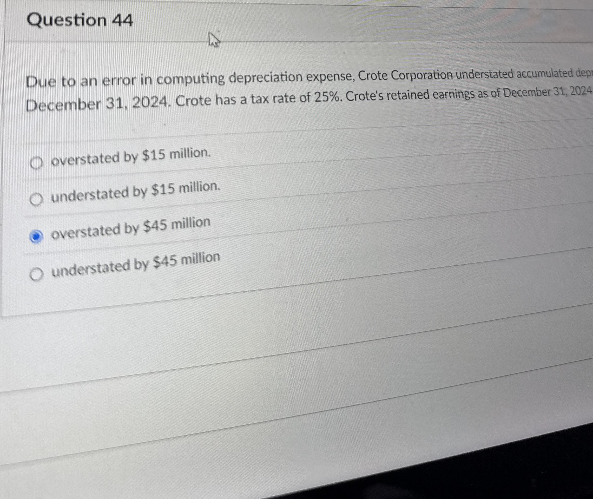 Question 4 4 Due to an error in computing
