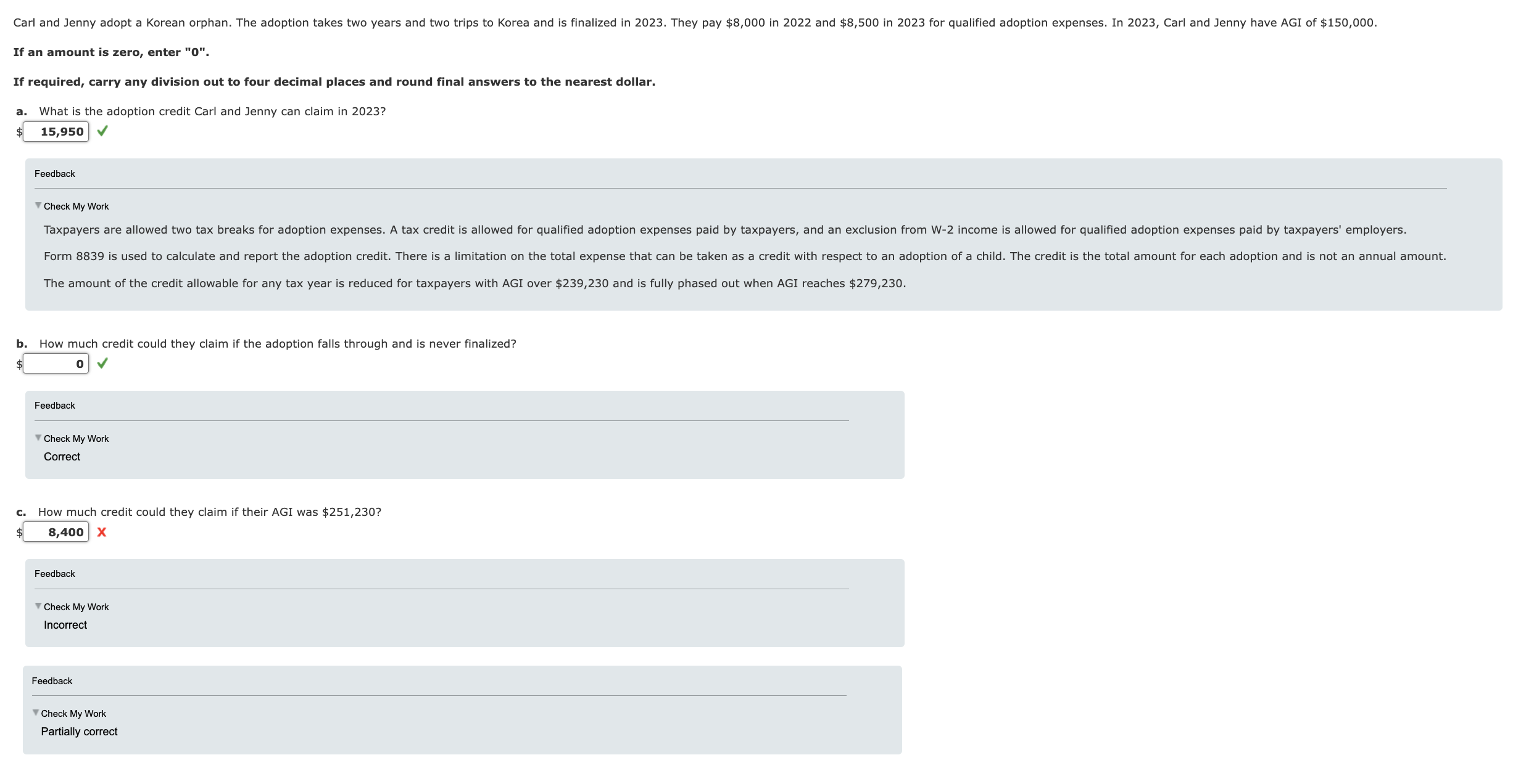 Please answer C . Carl and Jenny adopt a Korean