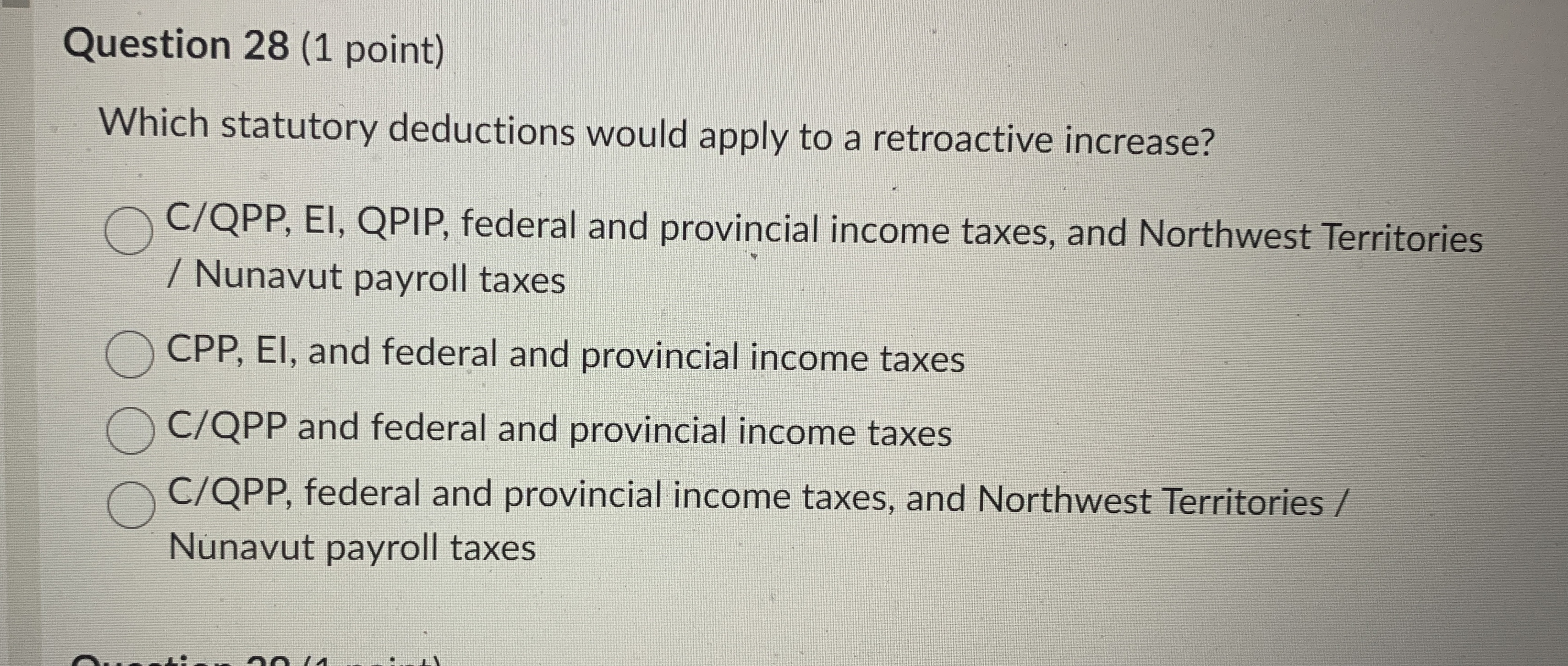 Question 2 8 ( 1 point ) Which statutory