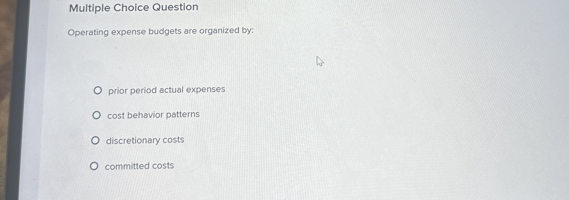 Multiple Choice Question Operating expense