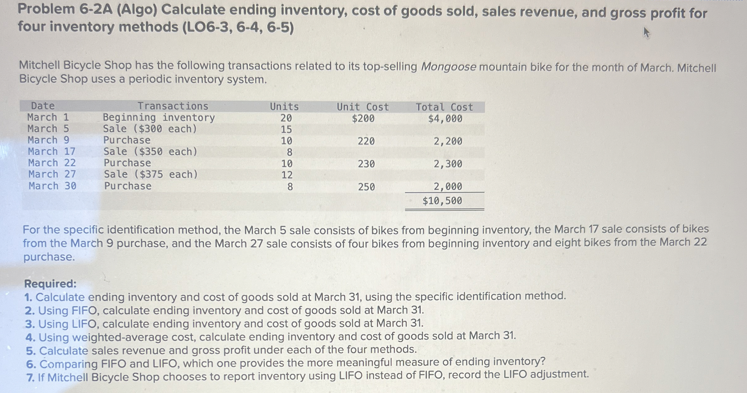 Problem 6 - 2 A ( Algo ) Calculate ending