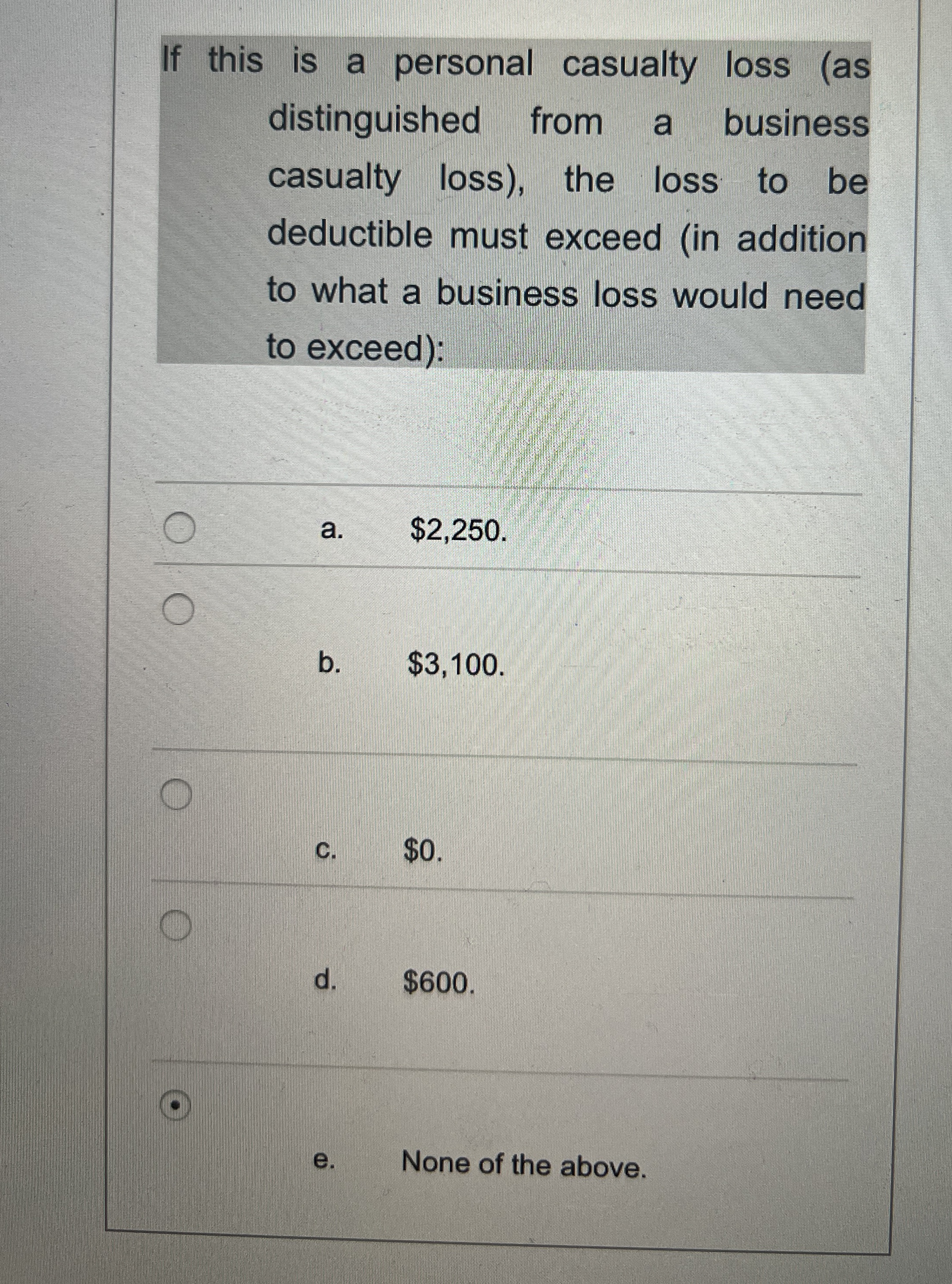 If this is a personal casualty loss ( as