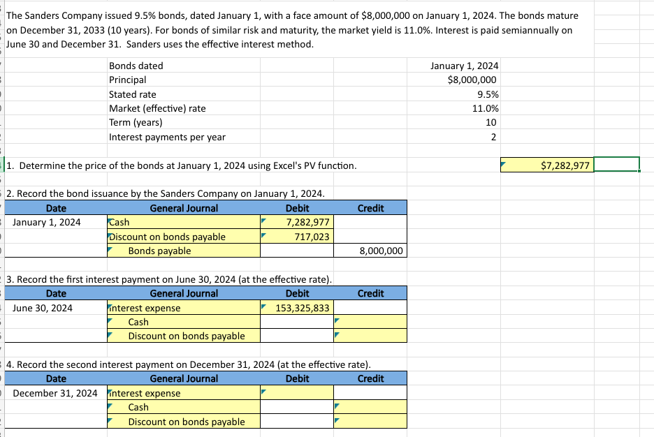 PLEASE ANSWER IN CELL FORMULAS NOT BASIC PV