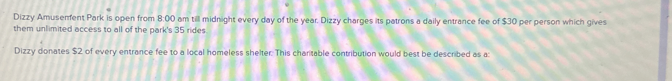 Dizzy Amusemfent Park is open from 8 : 0 0 am