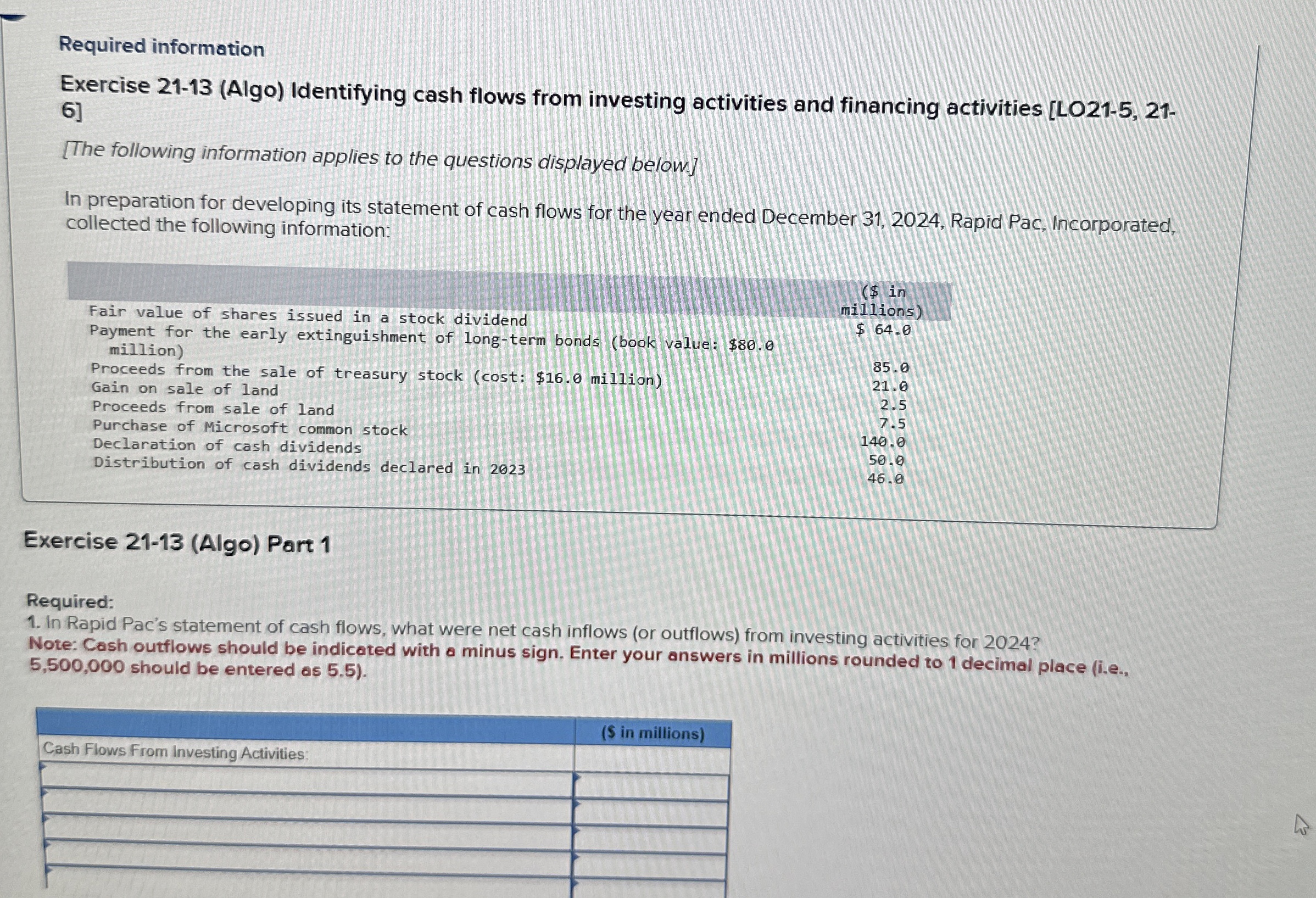 Required information Exercise 2 1 - 1 3 ( Algo )