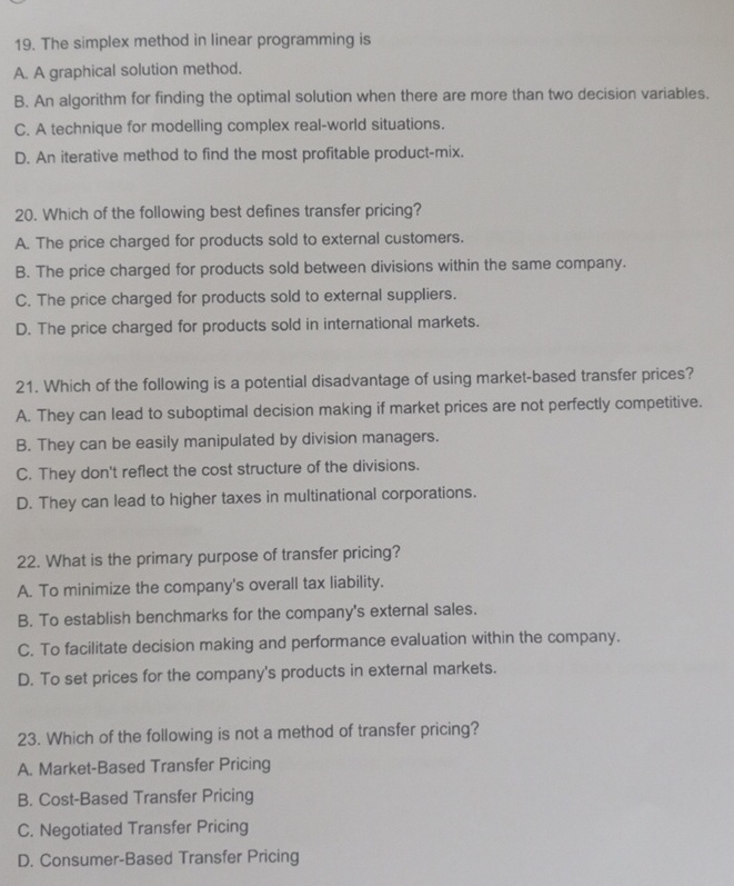 The simplex method in linear programming is A . A