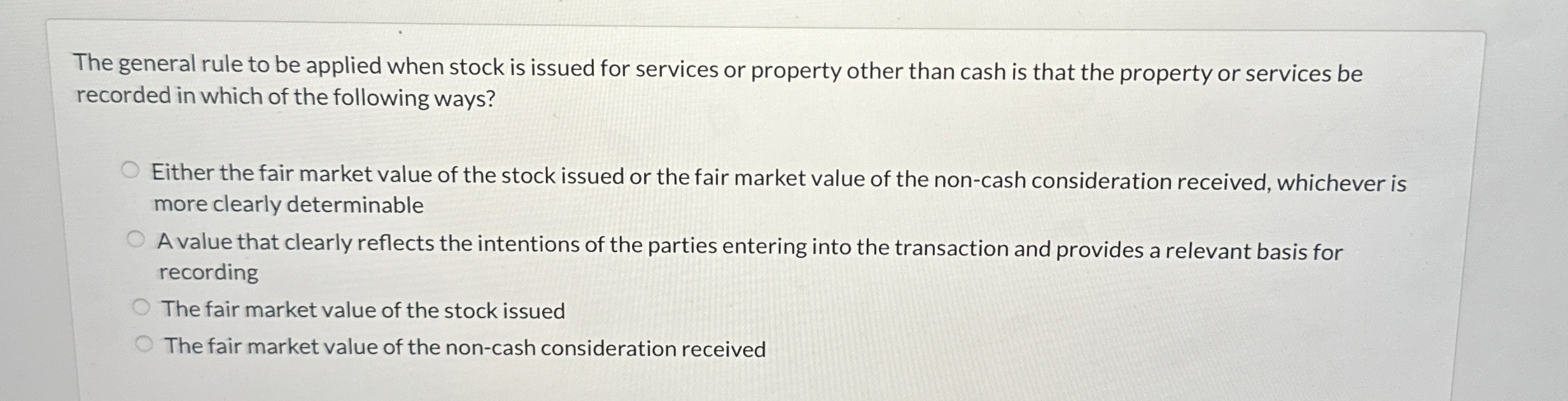 The general rule to be applied when stock is