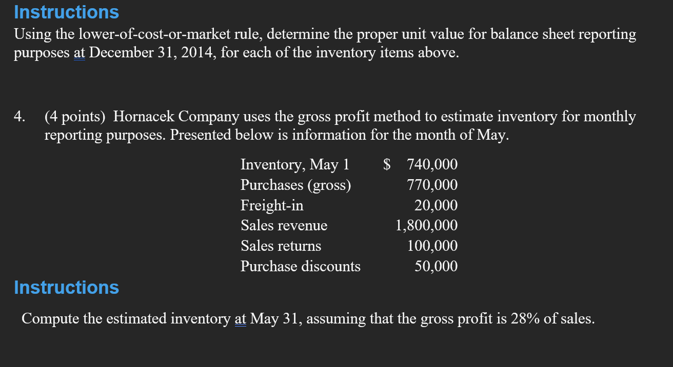 Instructions Using the lower - of - cost - or -