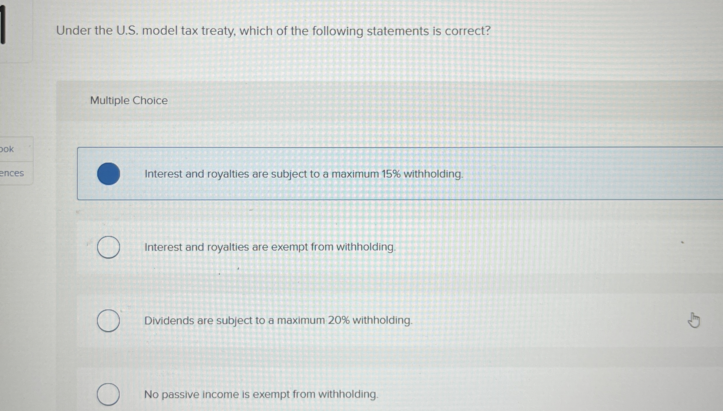 Under the U . S . model tax treaty, which of the