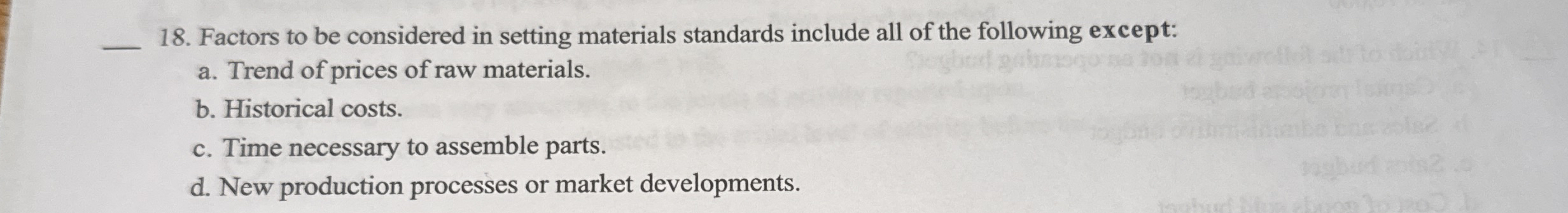 Factors to be considered in setting materials