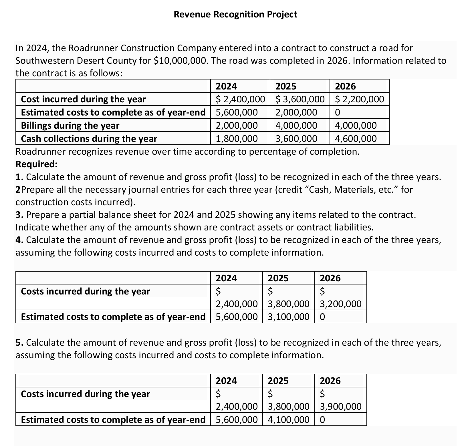 Revenue Recognition Project Please JUST SOLVE