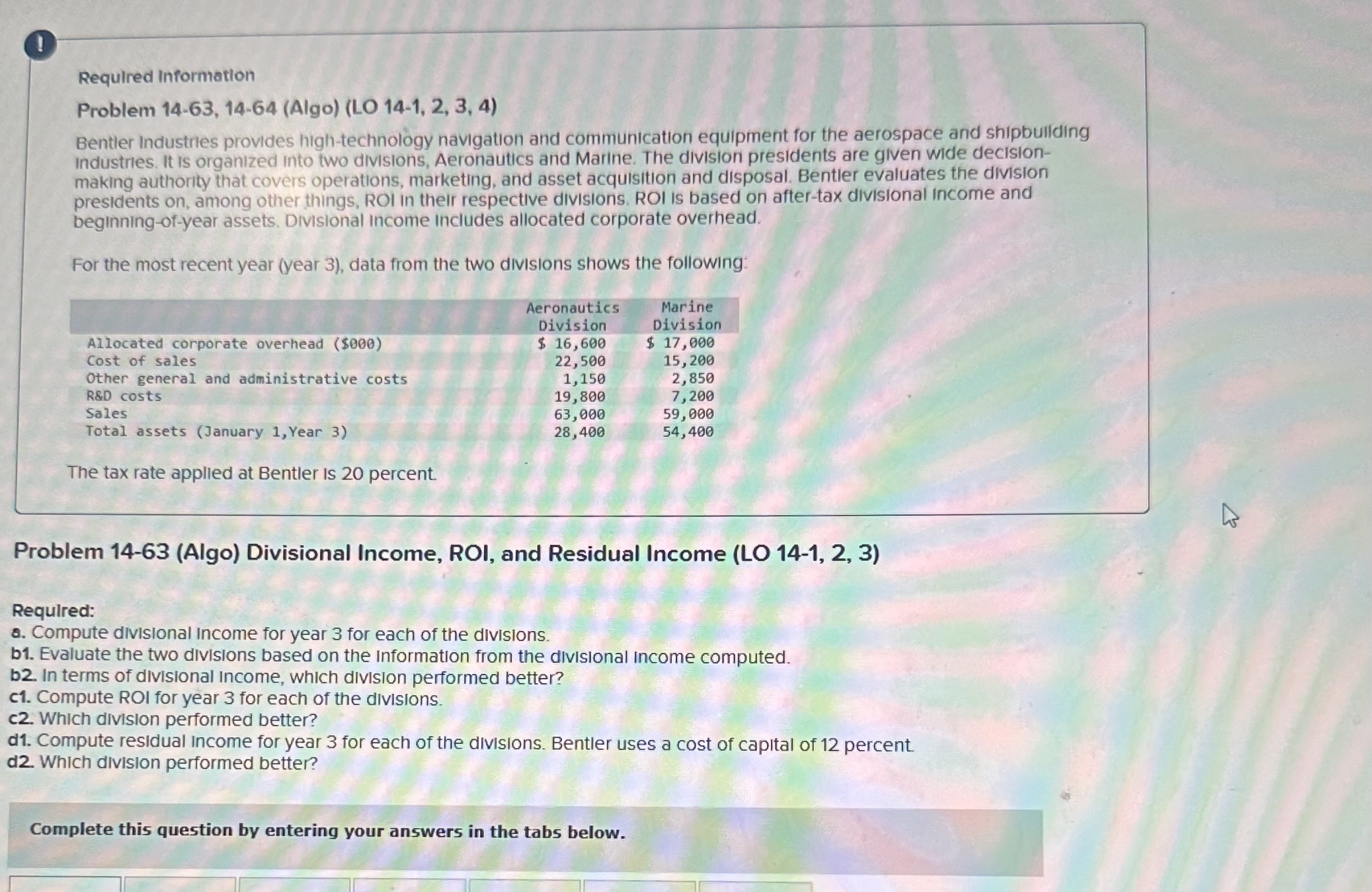 ( Required information Problem 1 4 - 6 3 , 1 4 -