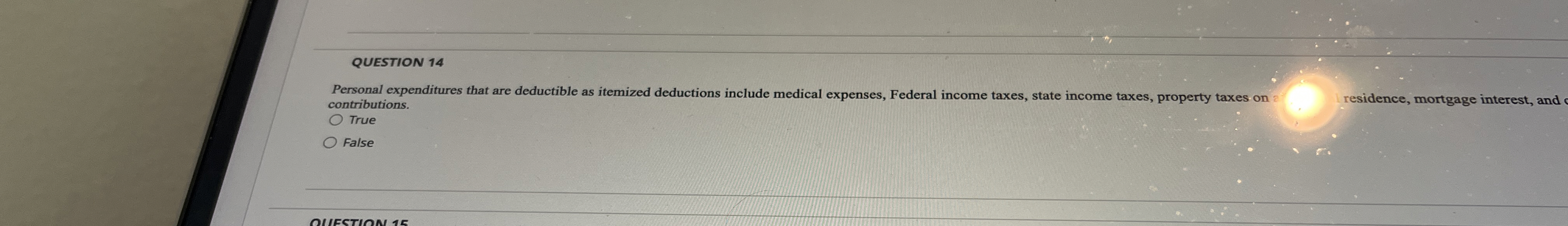 QUEStion 1 4 Personal expenditures that are