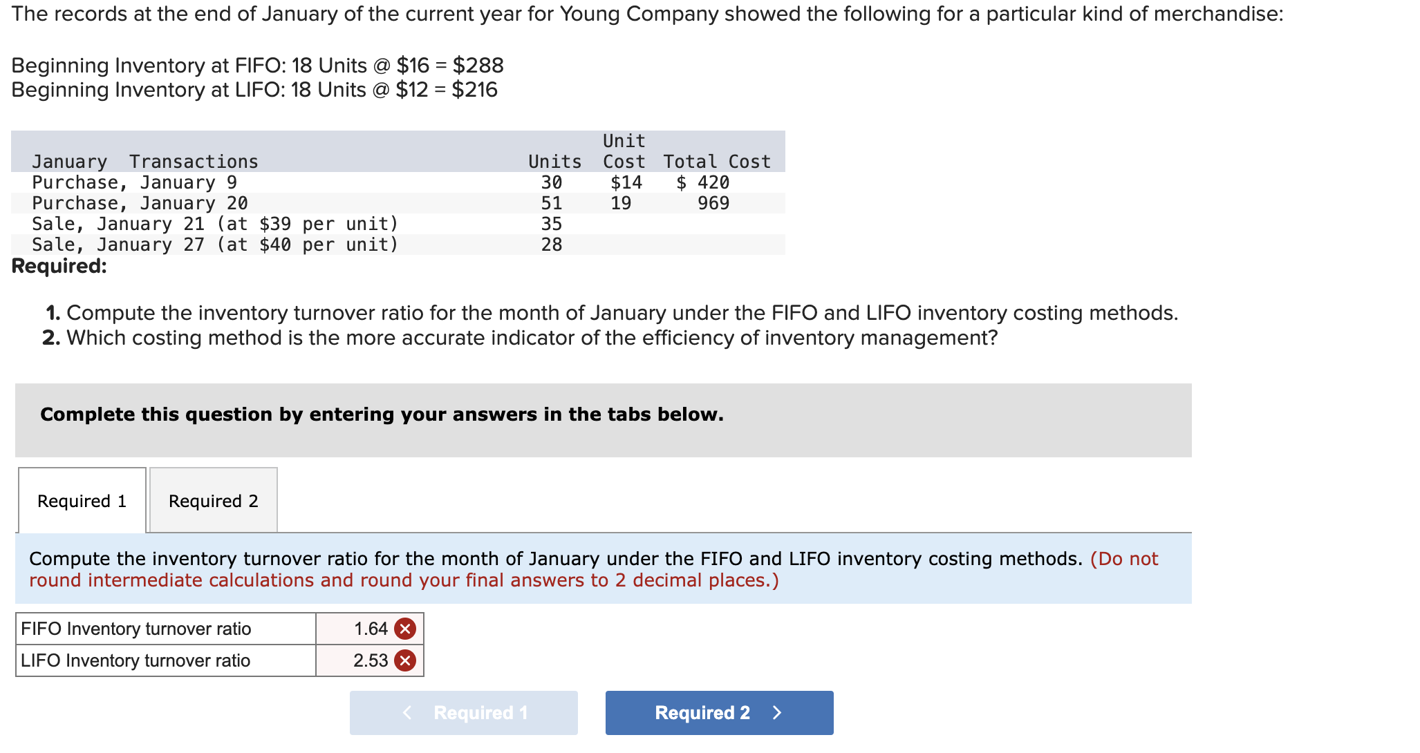 The records at the end of January of the current