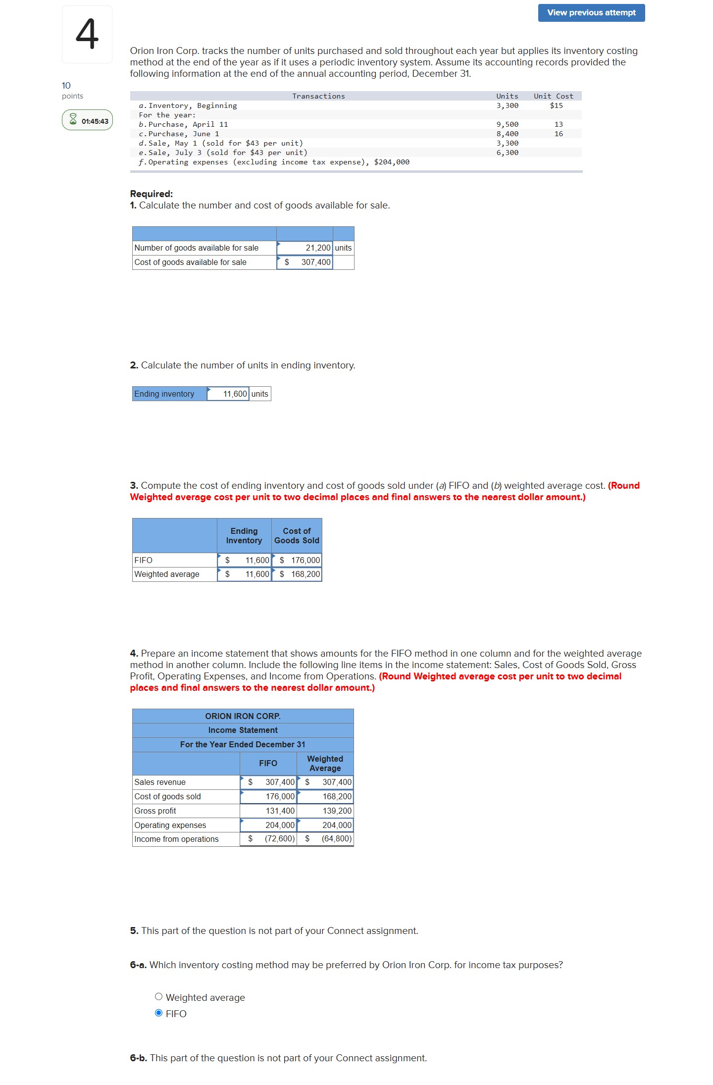 Orion Iron Corp. tracks the number of units