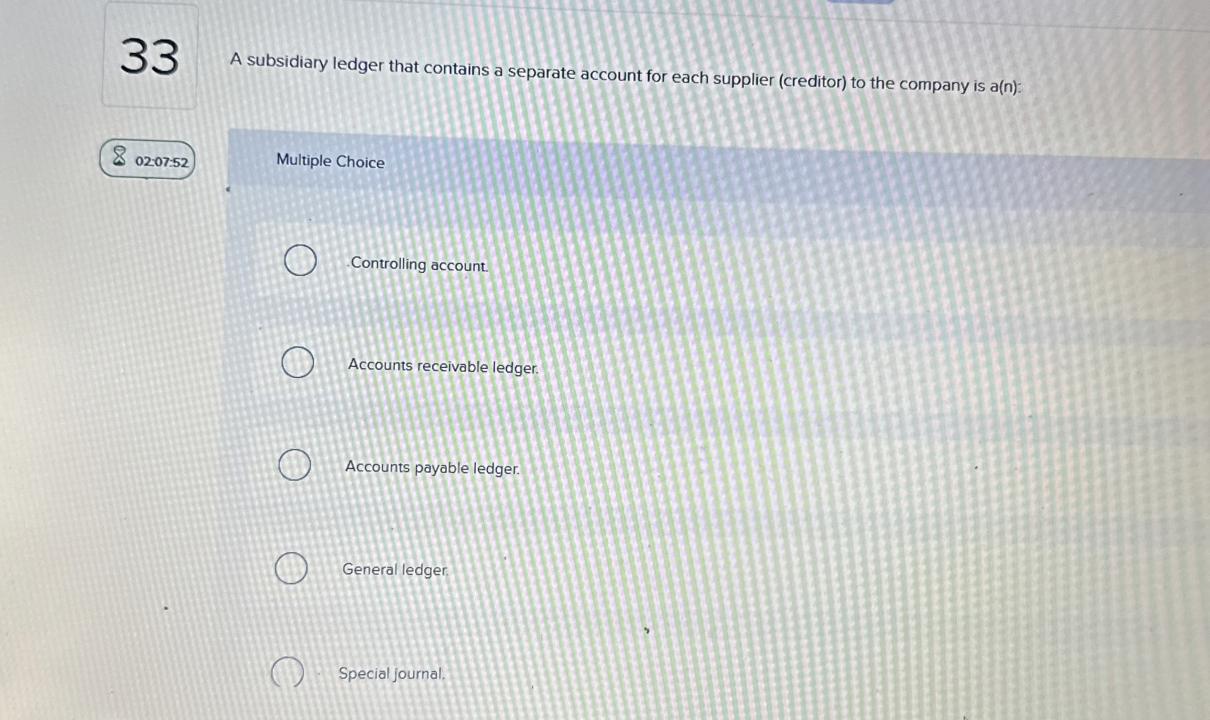 3 3 A subsidiary ledger that contains a separate