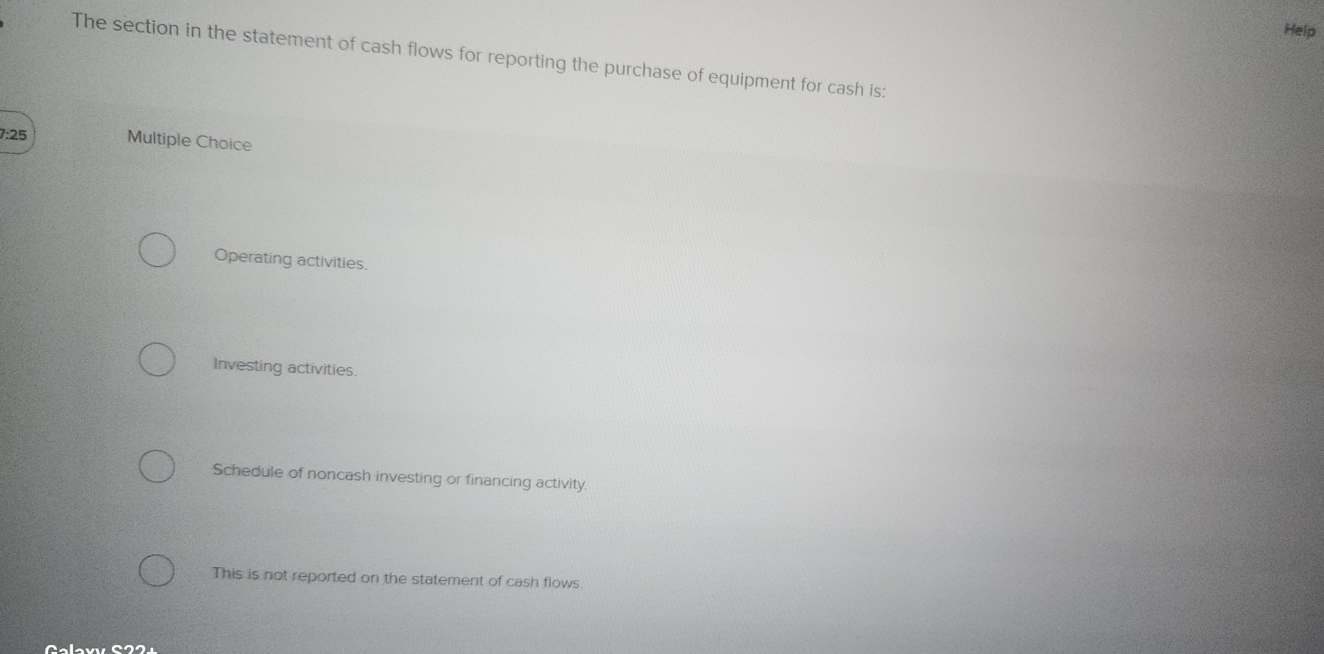 The section in the statement of cash flows for