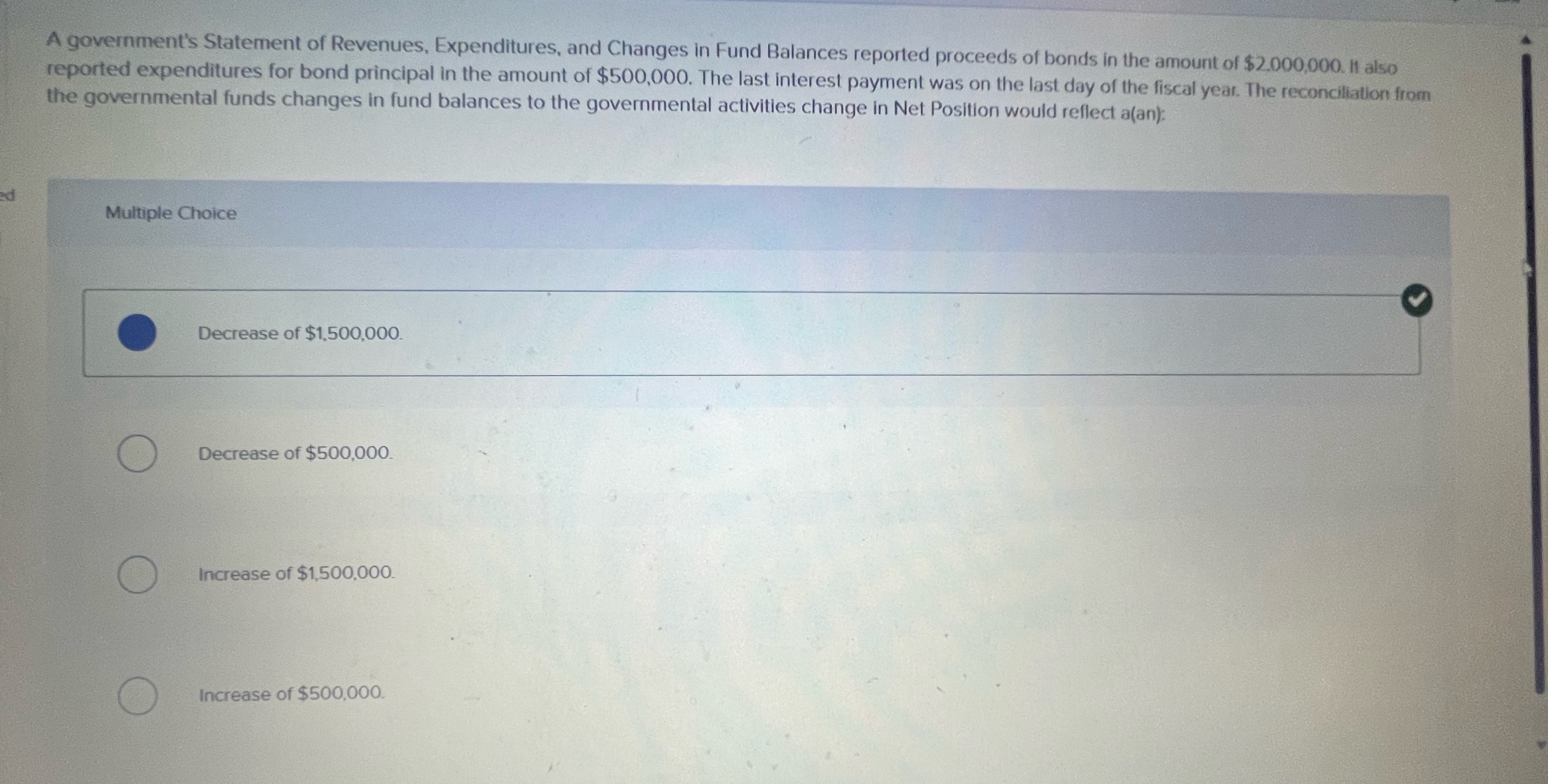 A government's Statement of Revenues.