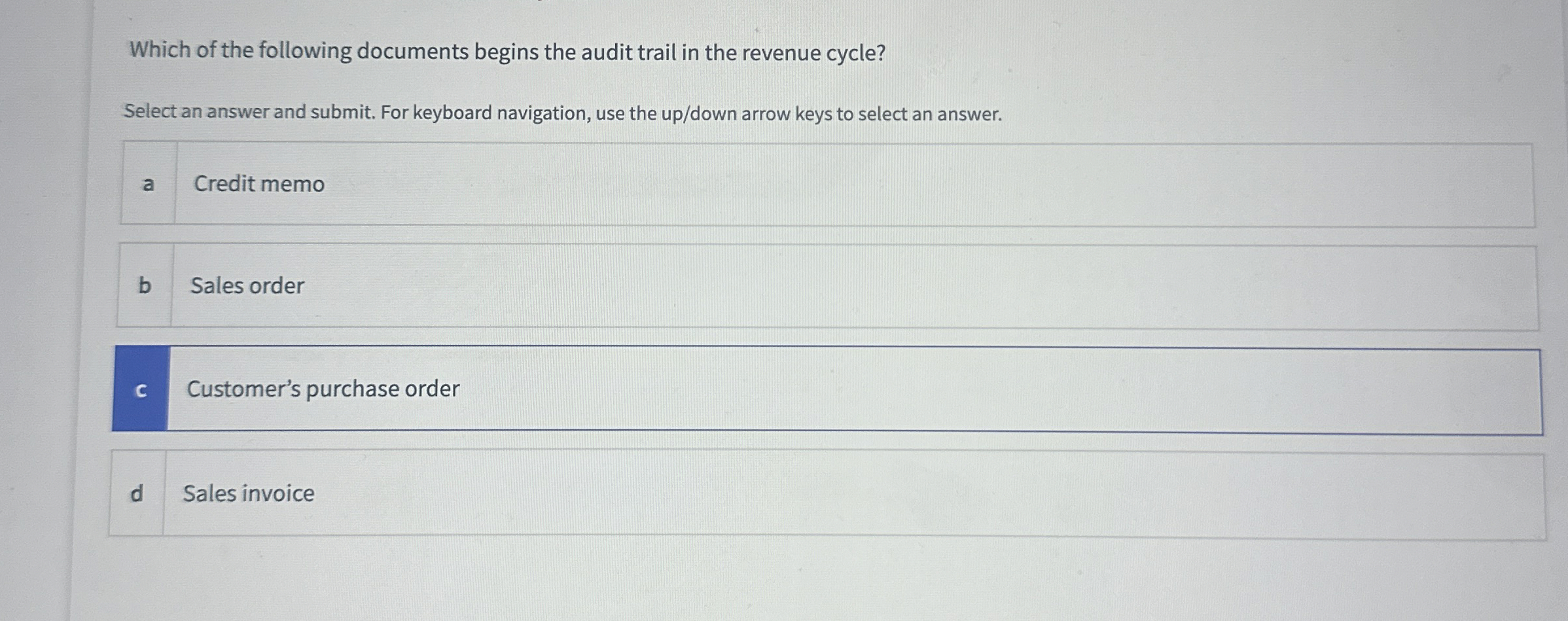 Which of the following documents begins the audit