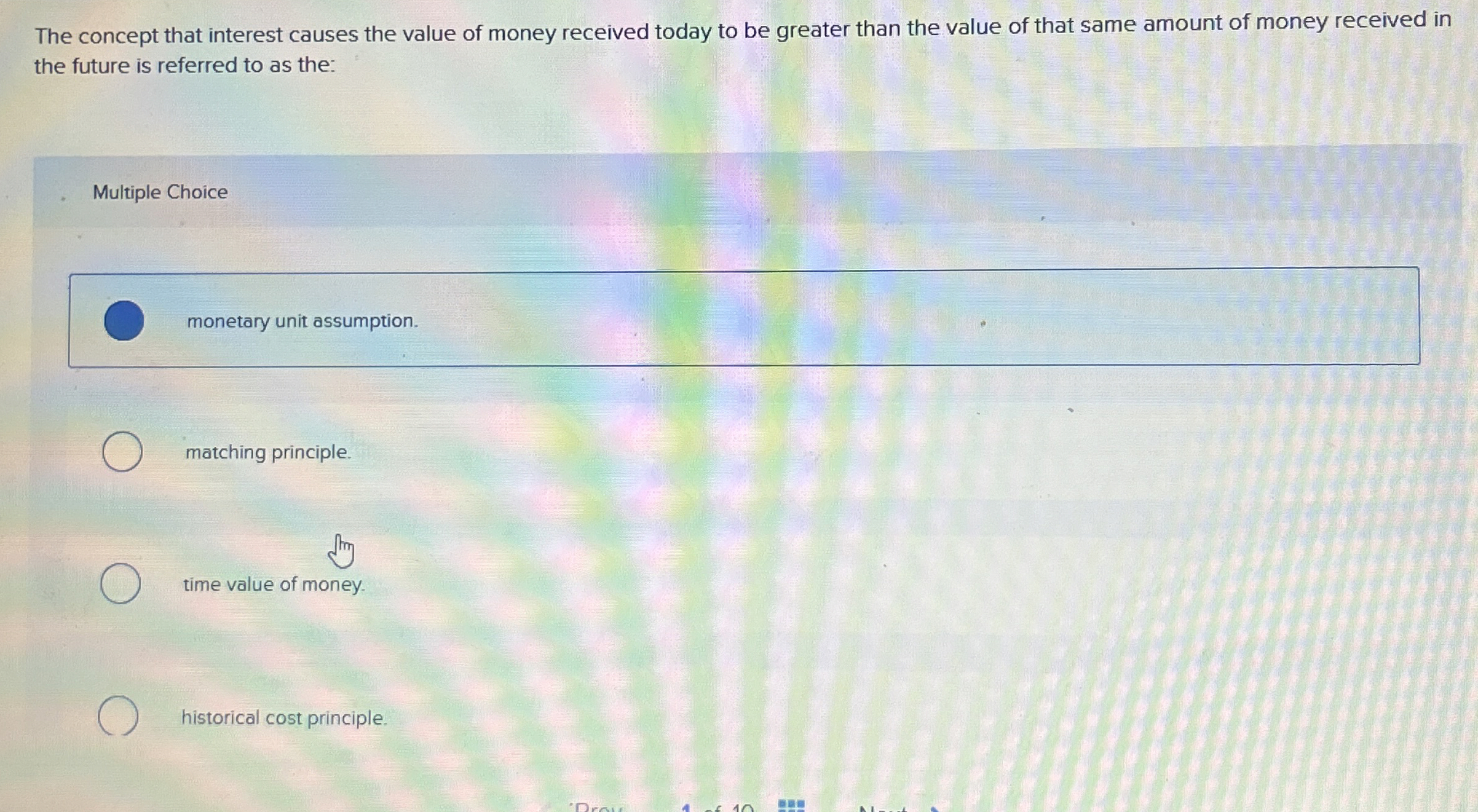 The concept that interest causes the value of
