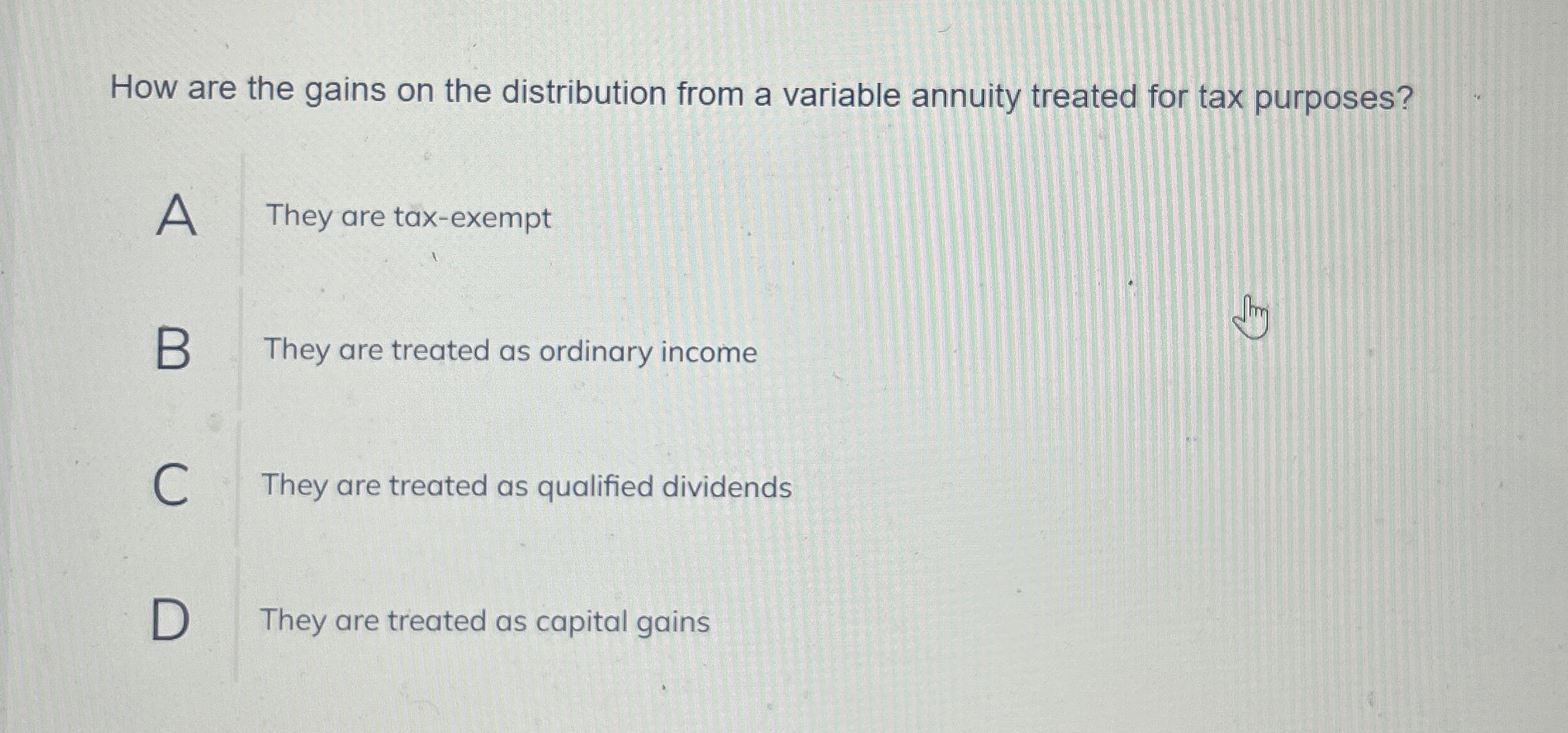 How are the gains on the distribution from a