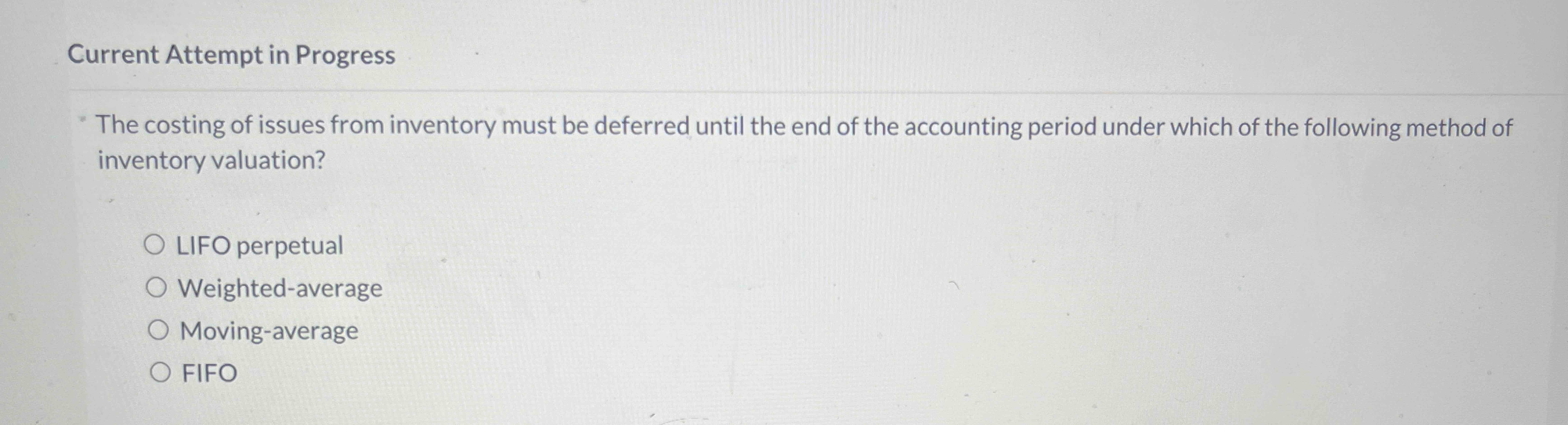 Current Attempt in Progress "The costing of