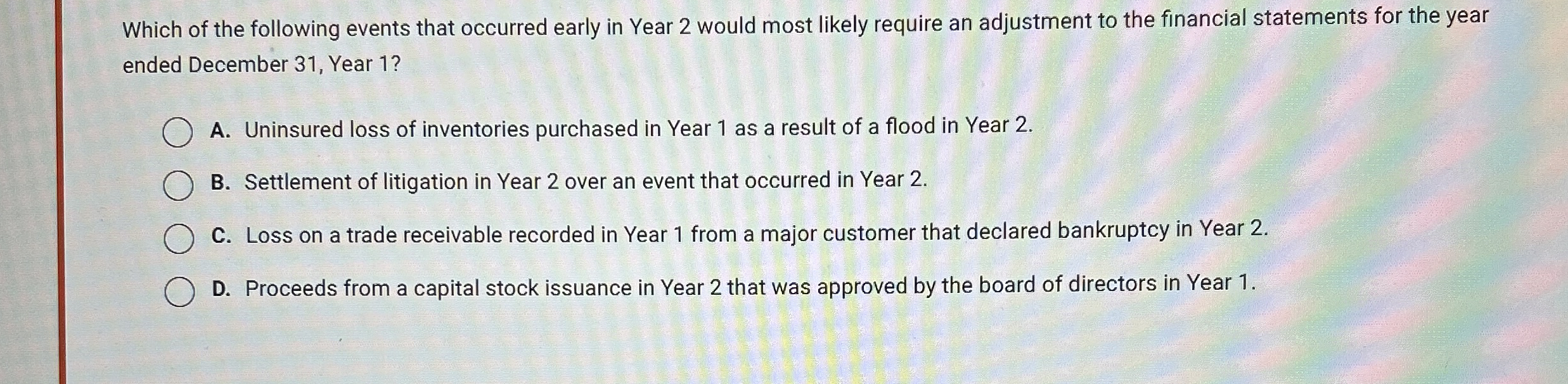 Which of the following events that occurred early