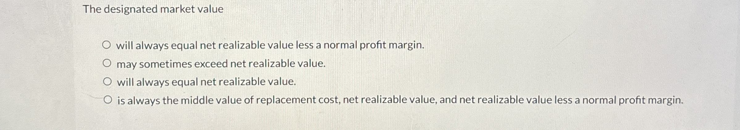 The designated market value will always equal net