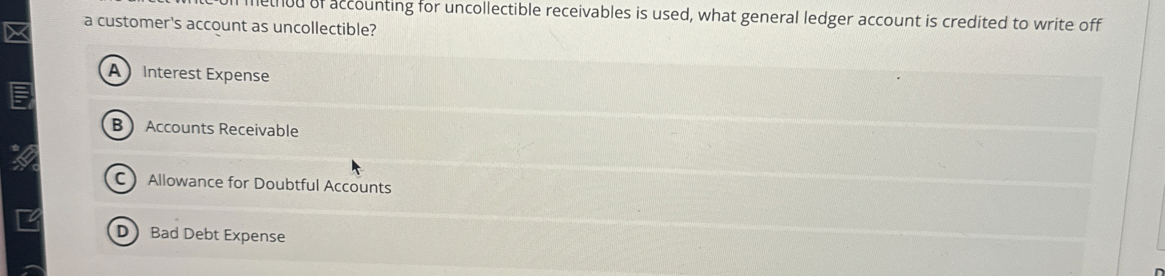 a customer's account as uncollectible? Interest