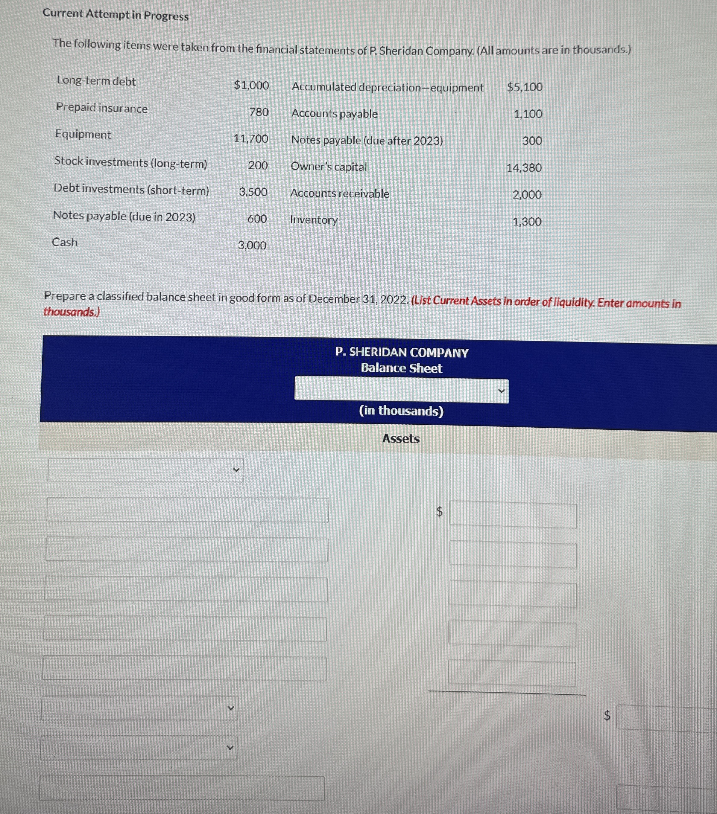 Current Attempt in Progress The following items