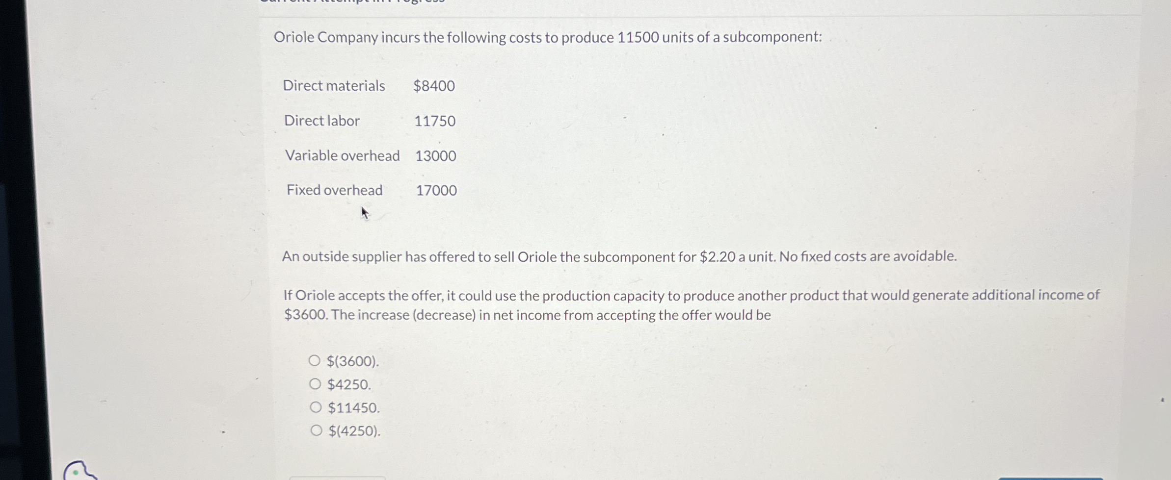 Oriole Company incurs the following costs to