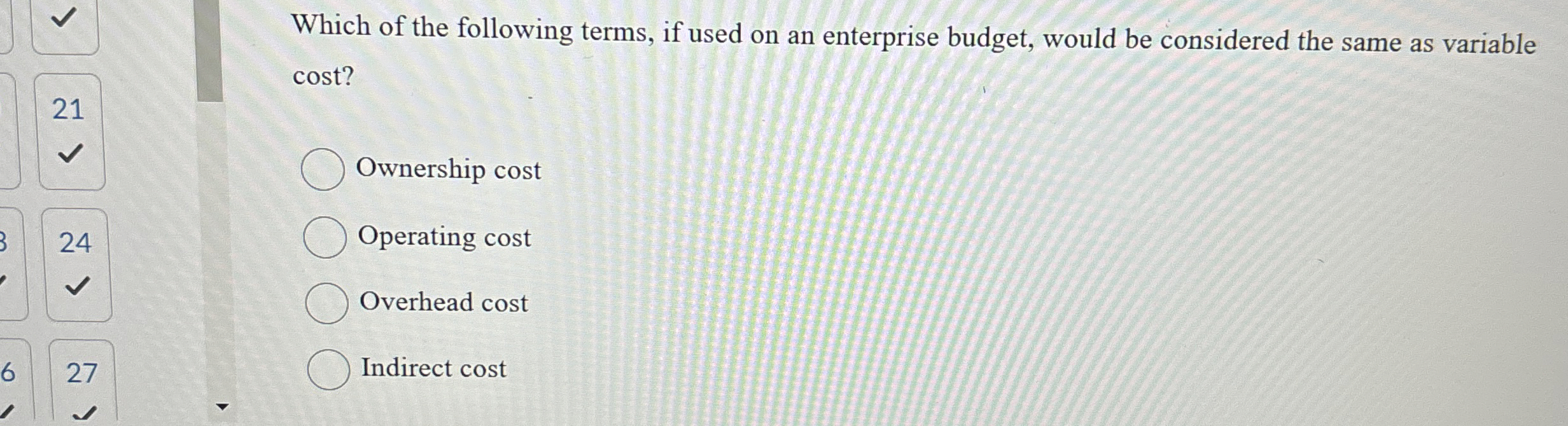 Which of the following terms, if used on an