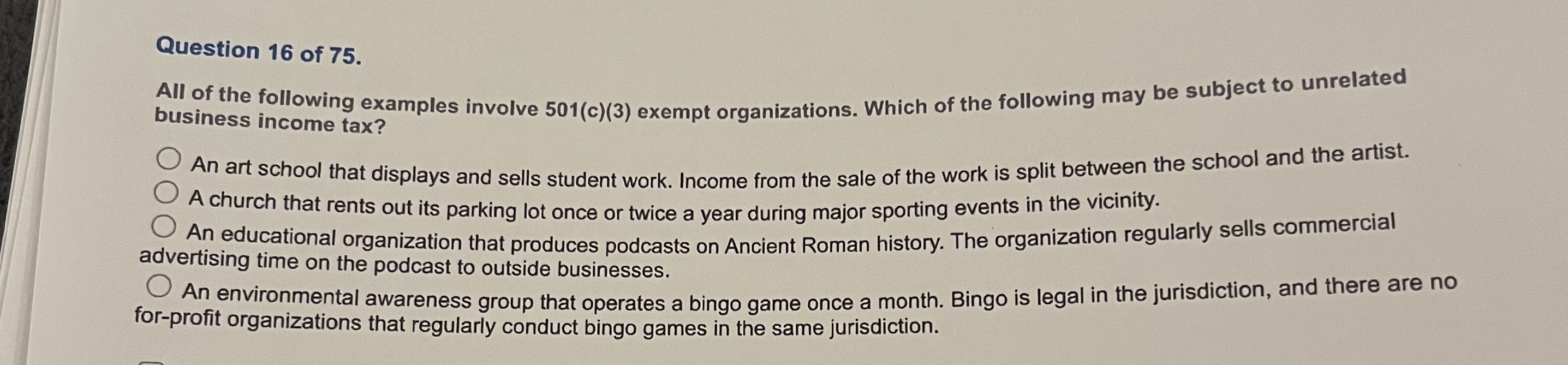 Question 1 6 of 7 5 . All of the following