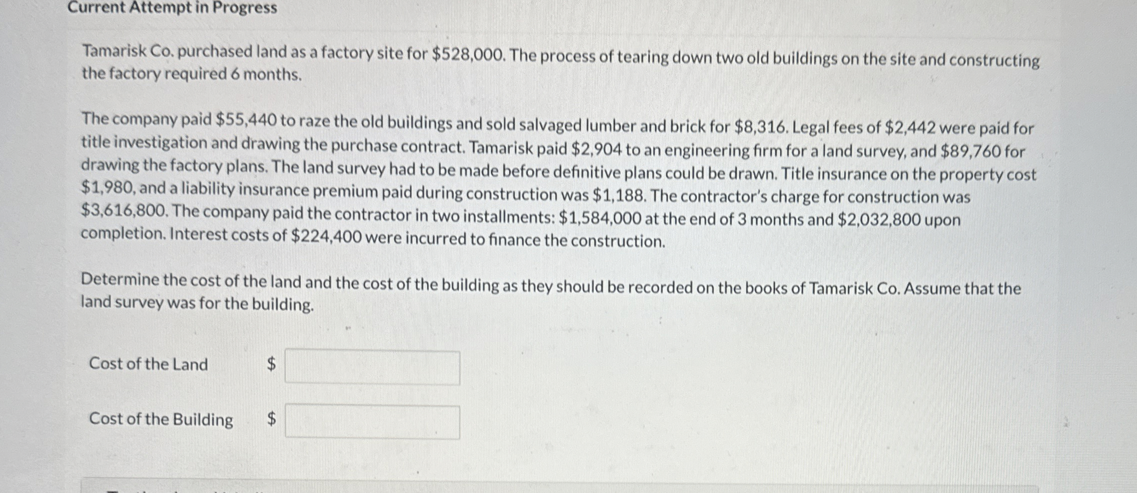 Current Attempt in Progress Tamarisk Co .