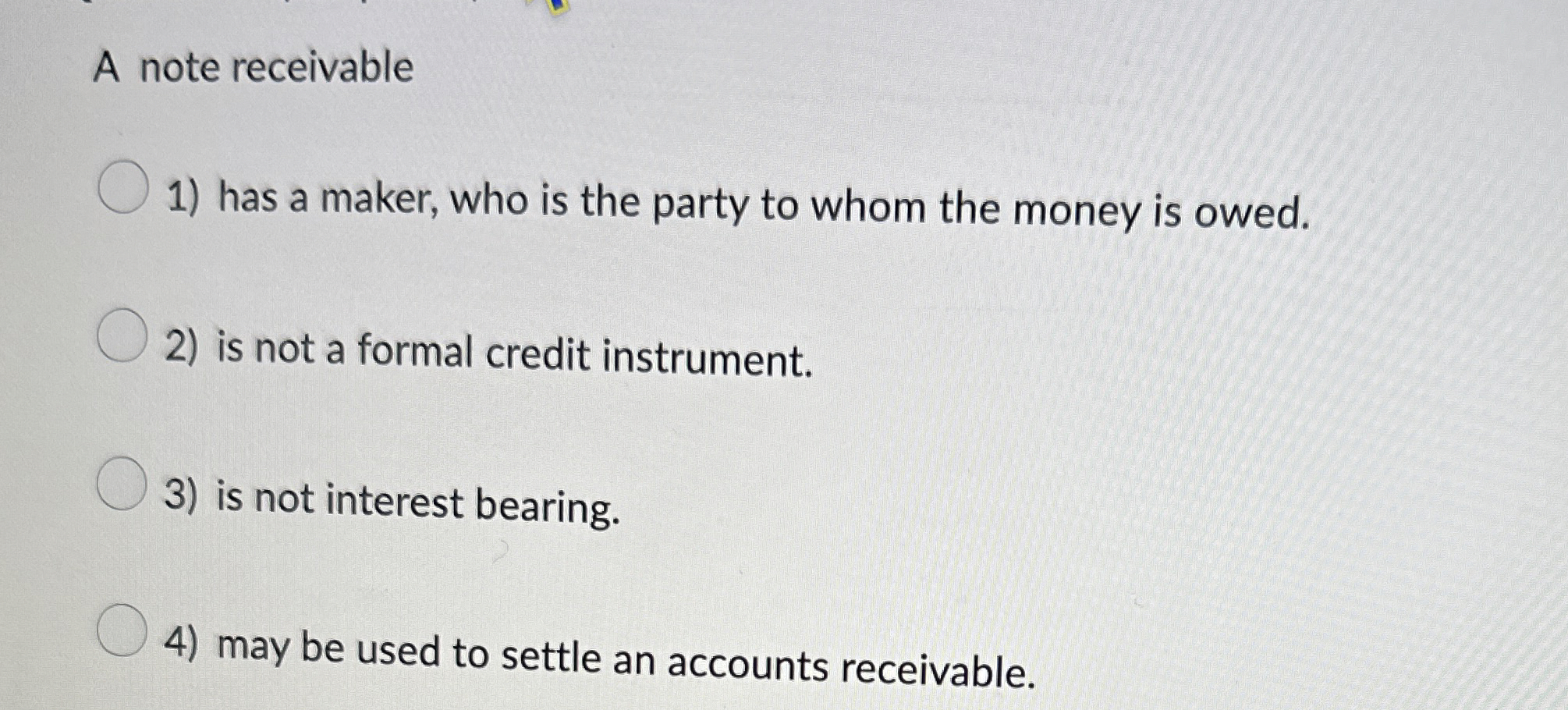 A note receivable has a maker, who is the party