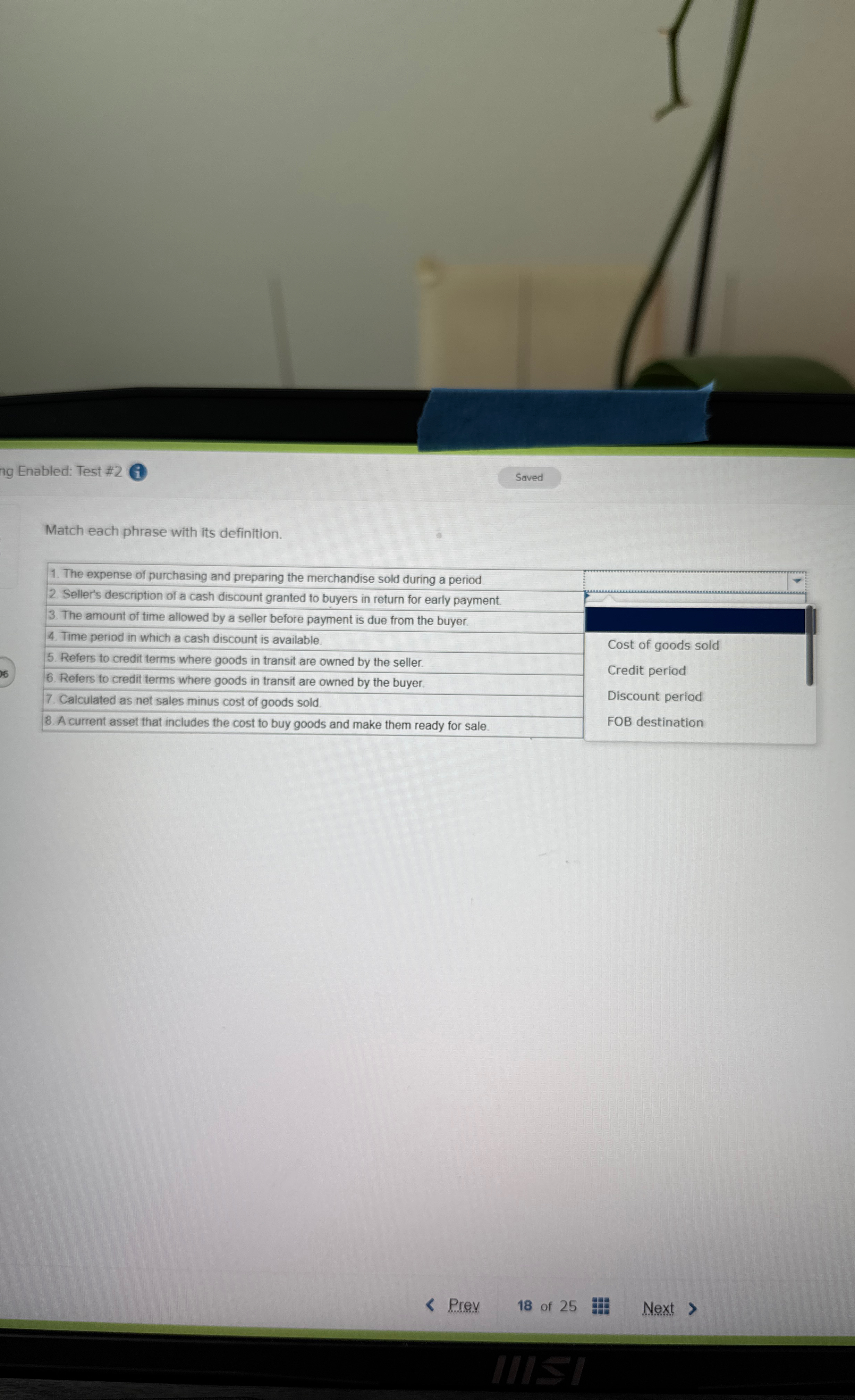 ig Enabled: Test # 2 Match each phrase with its