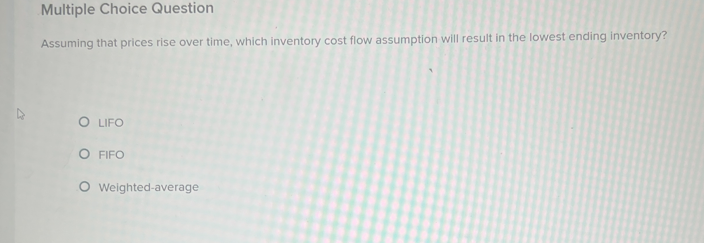 Multiple Choice Question Assuming that prices