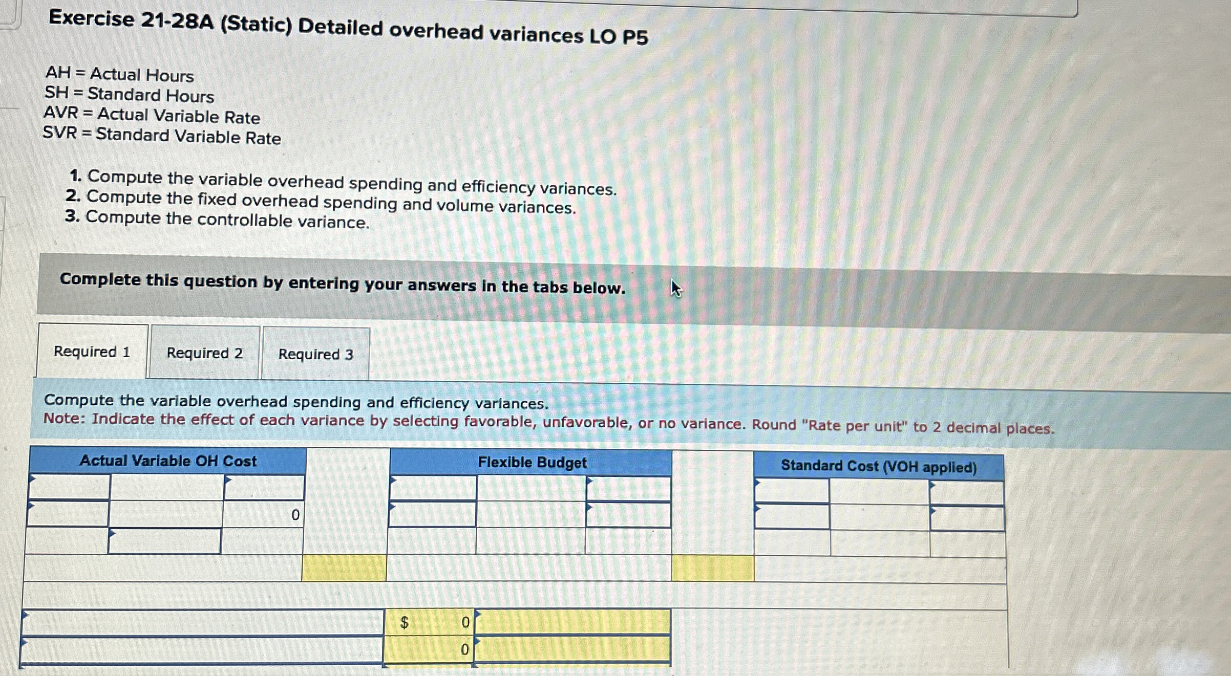 Exercise 2 1 - 2 8 A ( Static ) Detailed overhead