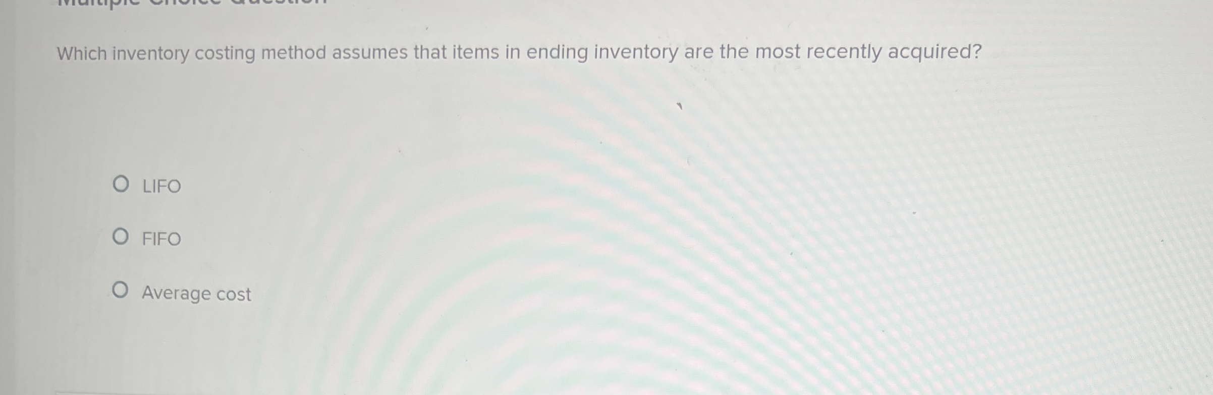 Which inventory costing method assumes that items
