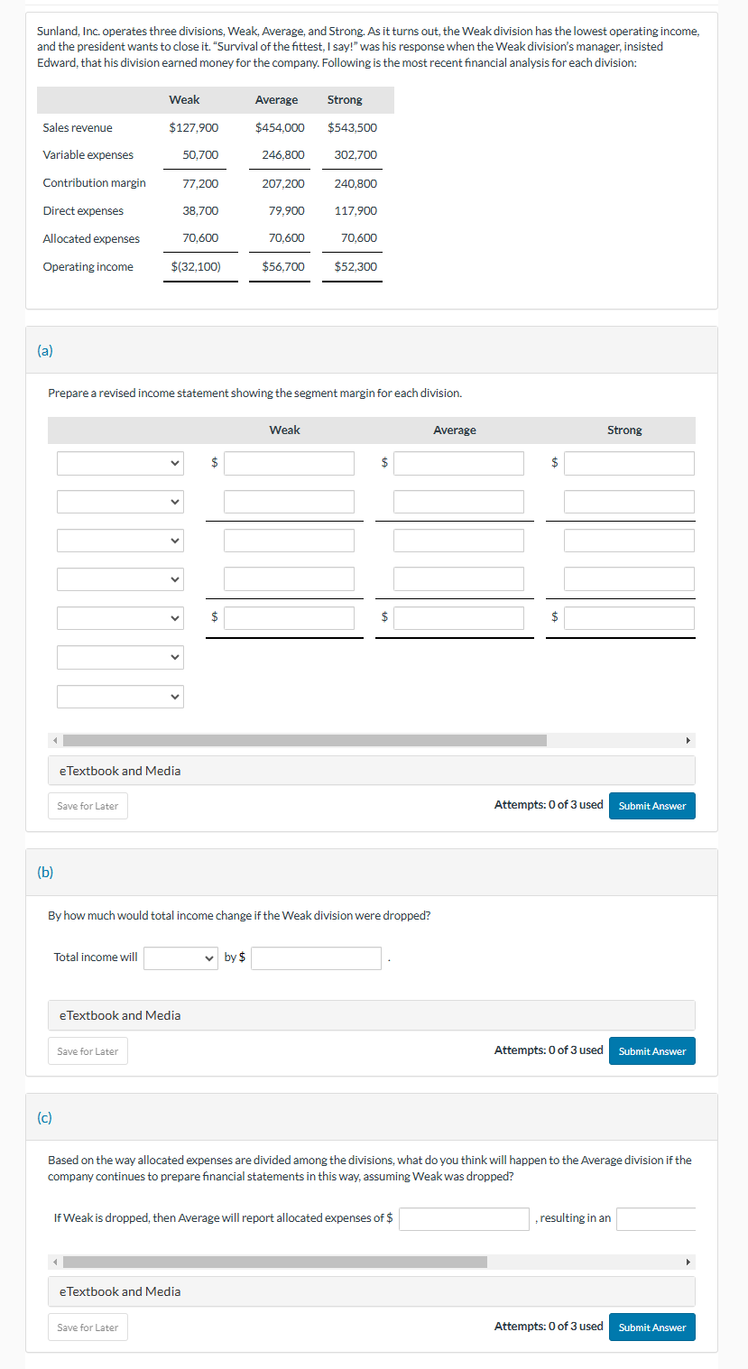Sunland, Inc. operates three divisions, Weak,