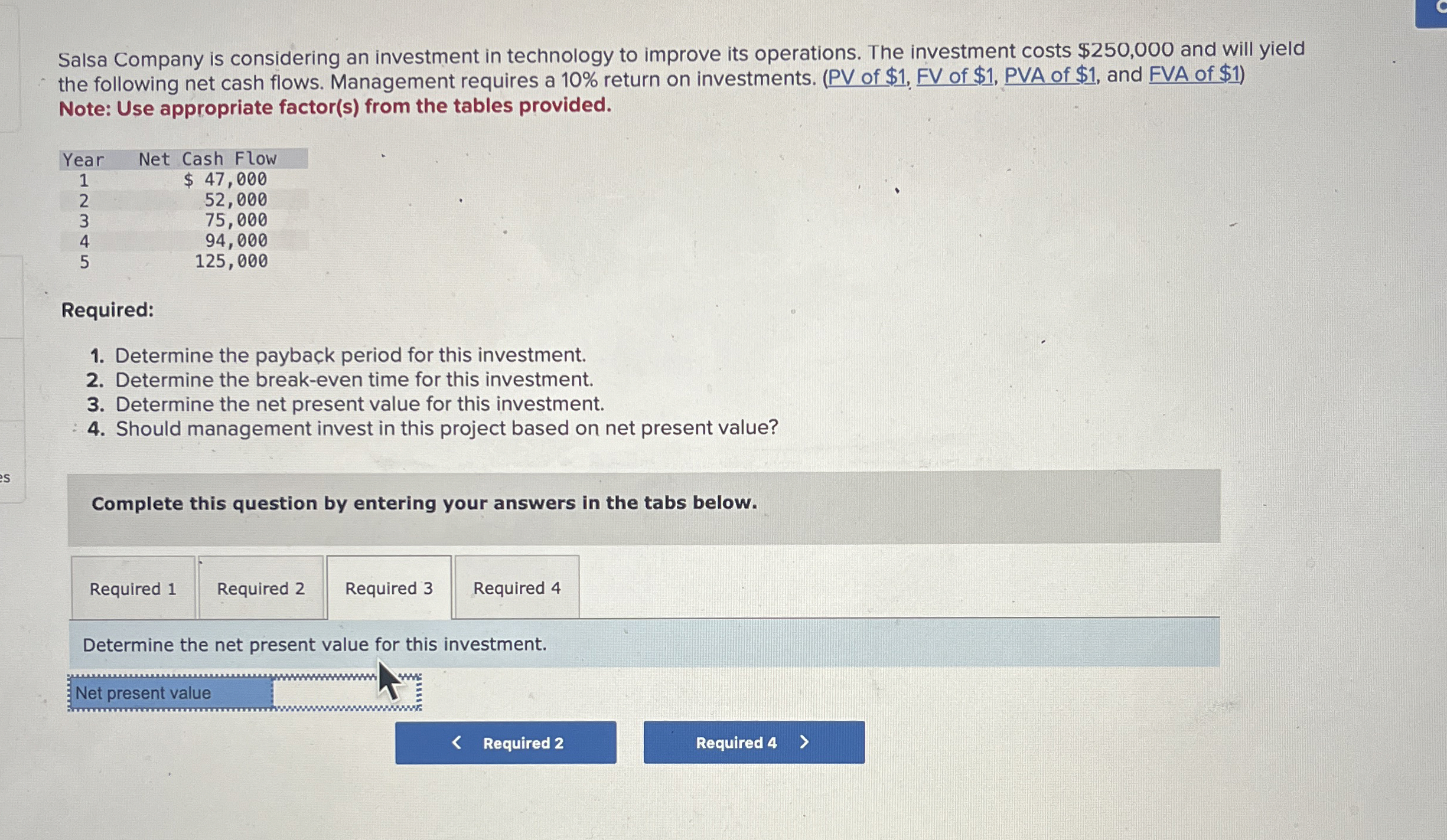 Salsa Company is considering an investment in